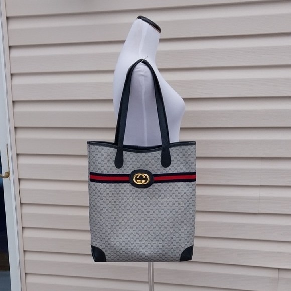 GUCCI MICRO GG LOGO CANVAS TOTE SHOPPING BAG